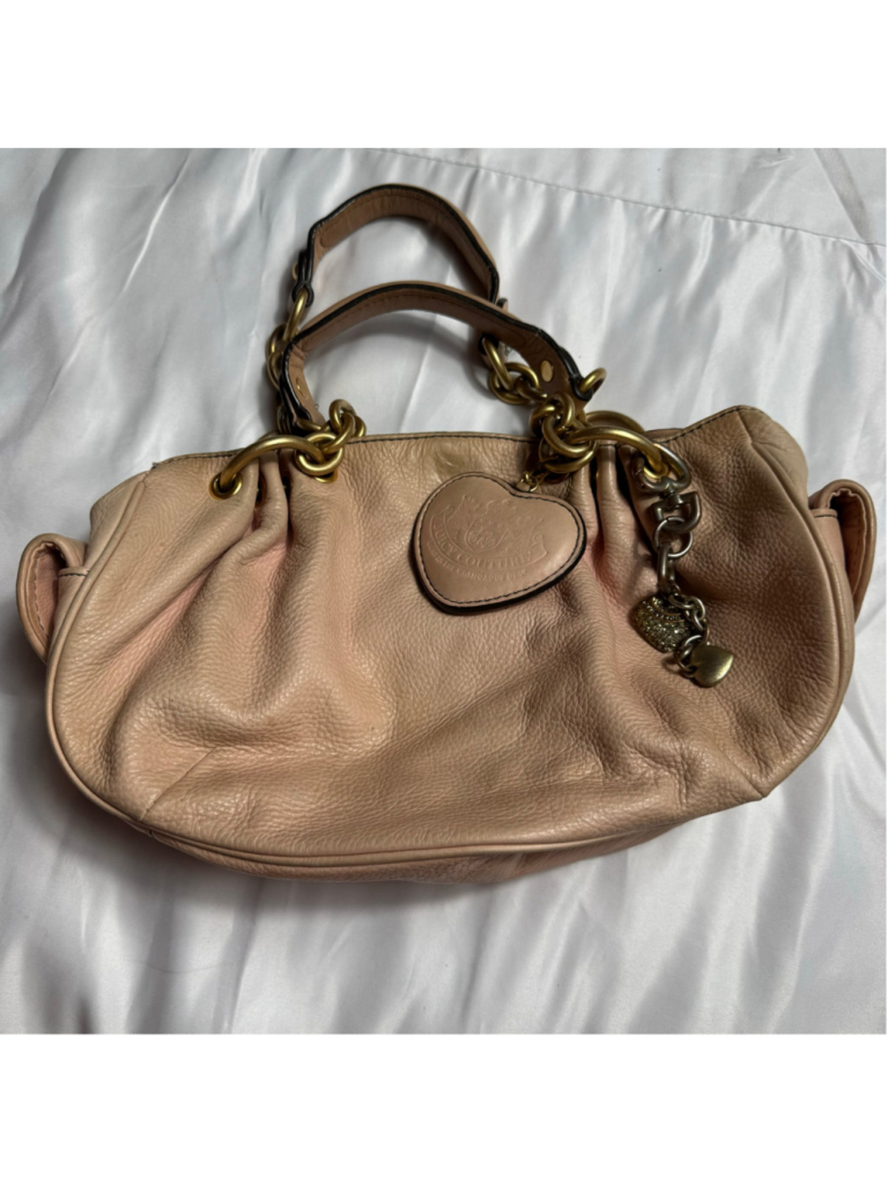 Women's Y2K Juicy Couture Blush Pink Pebbled Leather Satchel Purse